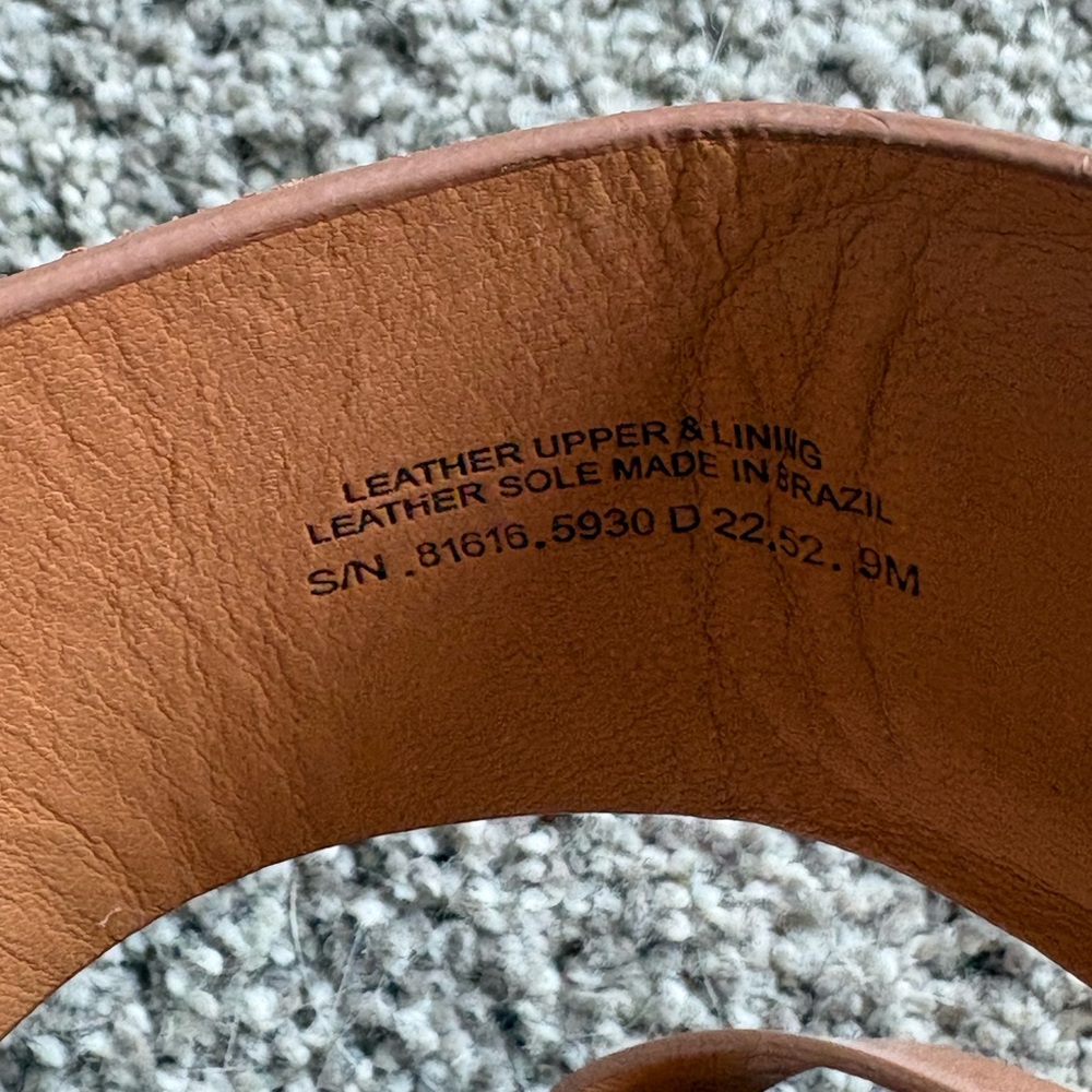 Tory Burch Tan Leather Logo Wedge Sandals - Picture 3 of 5